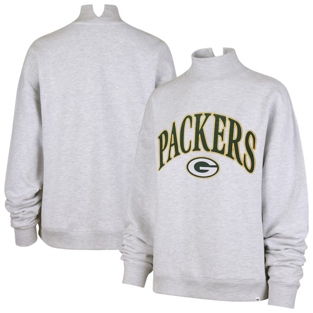 NWT Green Bay Packers '47 Heather Gray Vantage Mock Neck Sweatshirt